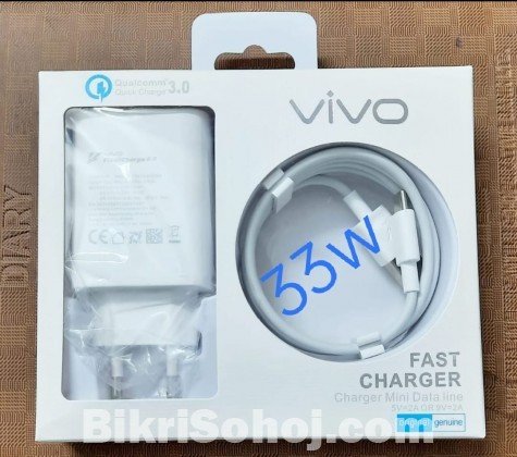 Vivo Qualcomm 3.0 Premium Quality  Type-C Cable wall charger